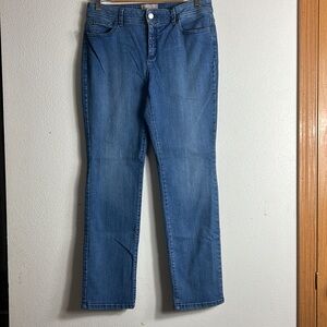 Chico’s jeans Fabulously Slimming, denim blue, stretch, size 0 short